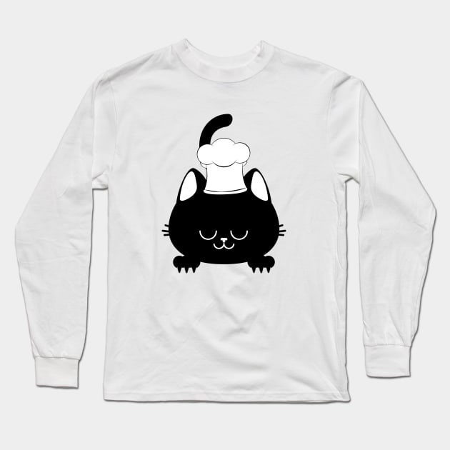 Black kitty chef Long Sleeve T-Shirt by AnnArtshock